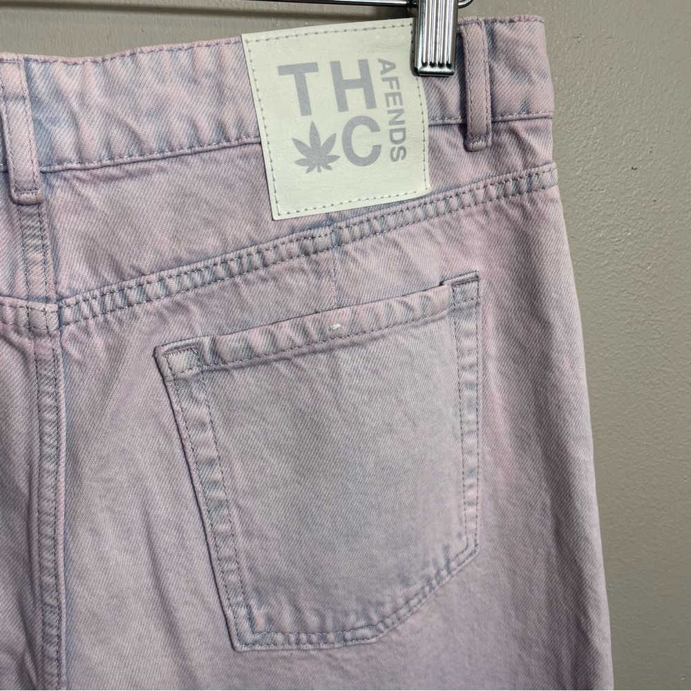 Afends THC Gigi hemp pink dye wide leg jeans high rise - Picture 7 of 11